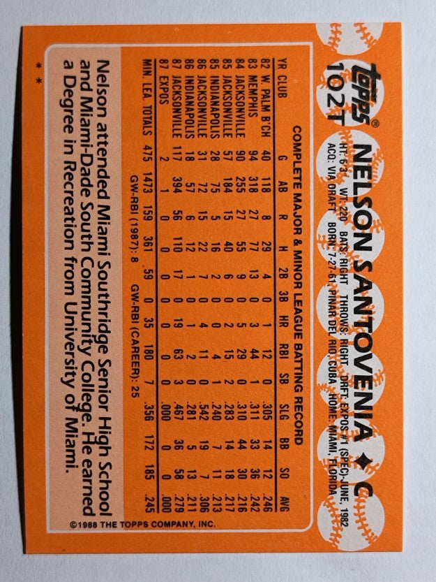 1988 Topps Traded #102T Nelson Santovenia