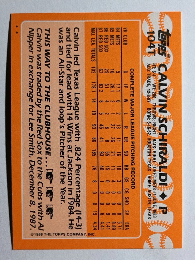 1988 Topps Traded #104T Calvin Schiraldi