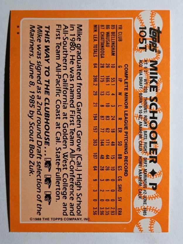 1988 Topps Traded #105T Mike Schooler