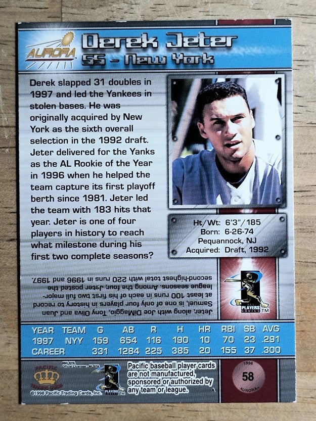 1998 Aurora #58 Derek Jeter