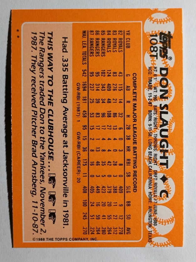 1988 Topps Traded #108T Don Slaught