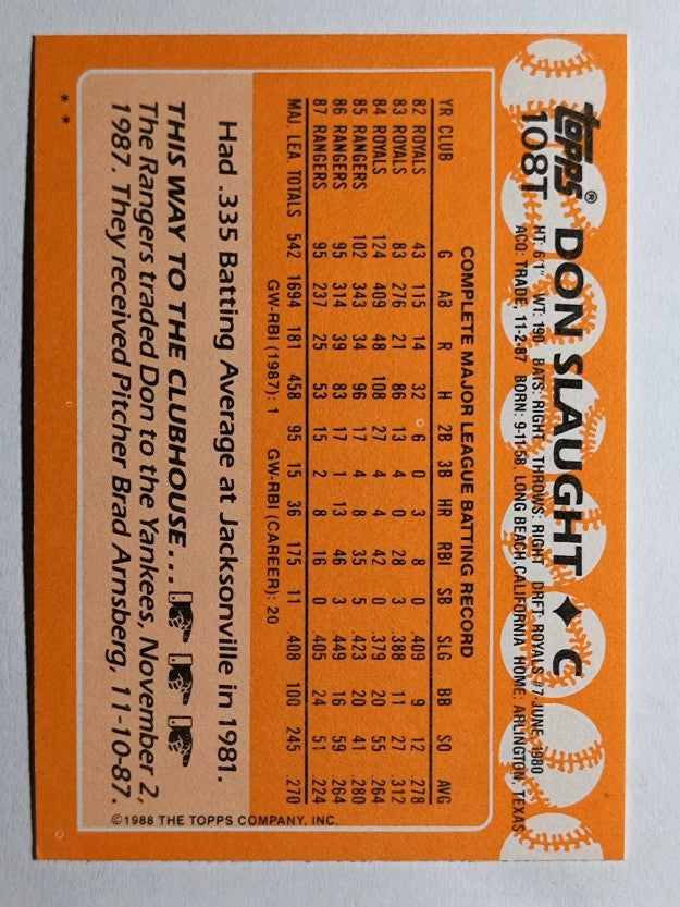 1988 Topps Traded #108T Don Slaught