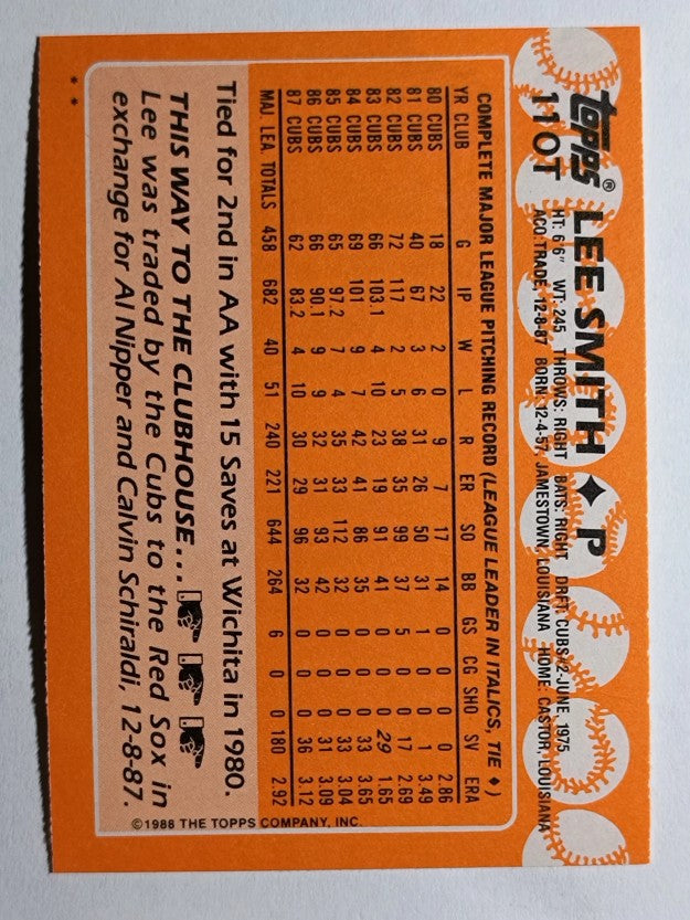1988 Topps Traded #110T Lee Smith