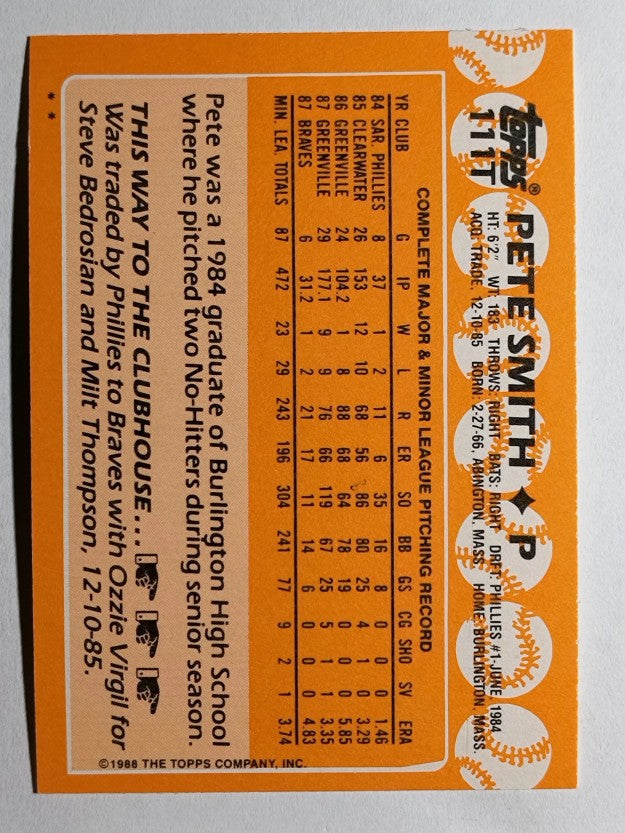 1988 Topps Traded #111T Pete Smith XRC