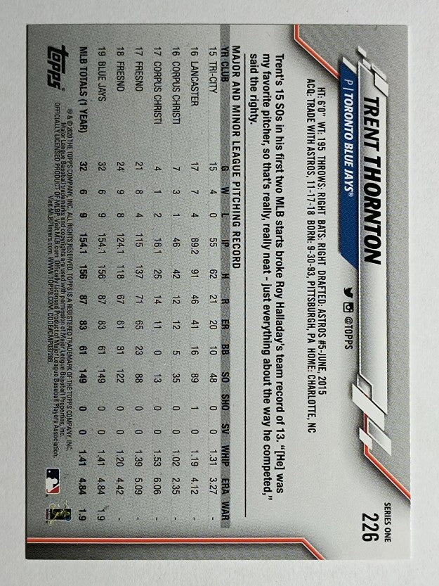 2020 Topps #226 Trent Thornton