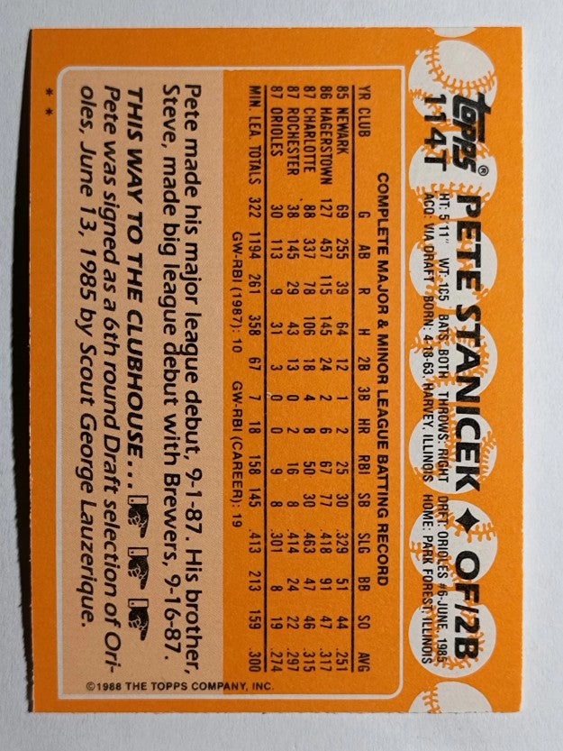 1988 Topps Traded #114T Pete Stanicek RC