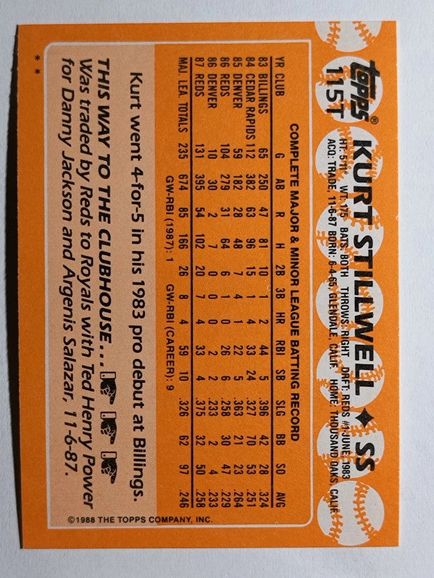 1988 Topps Traded #115T Kurt Stillwell