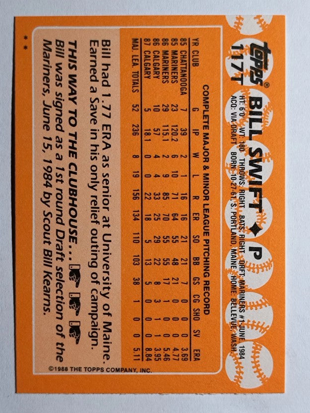 1988 Topps Traded #117T Bill Swift