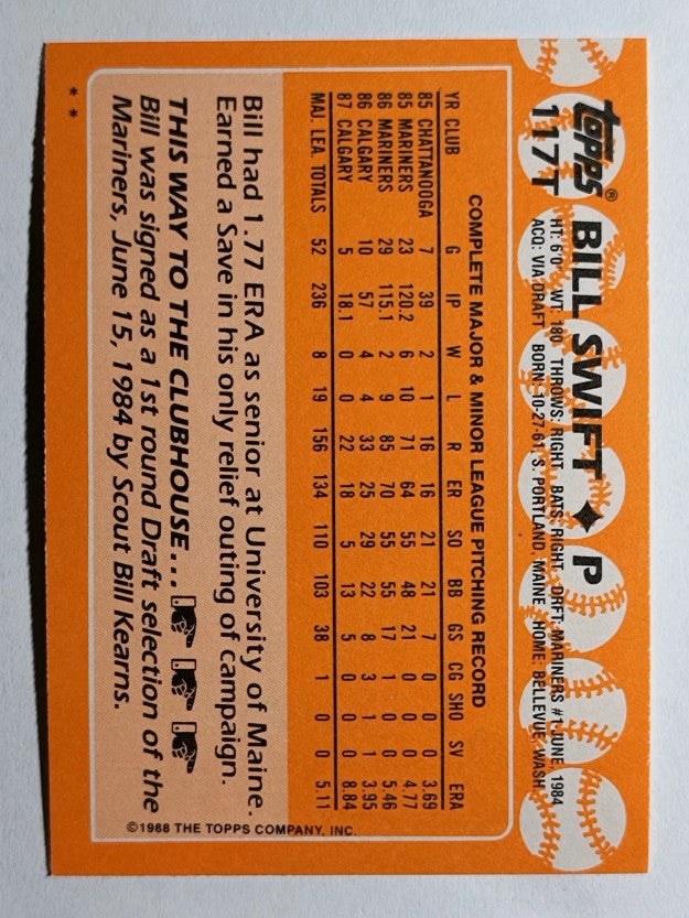 1988 Topps Traded #117T Bill Swift