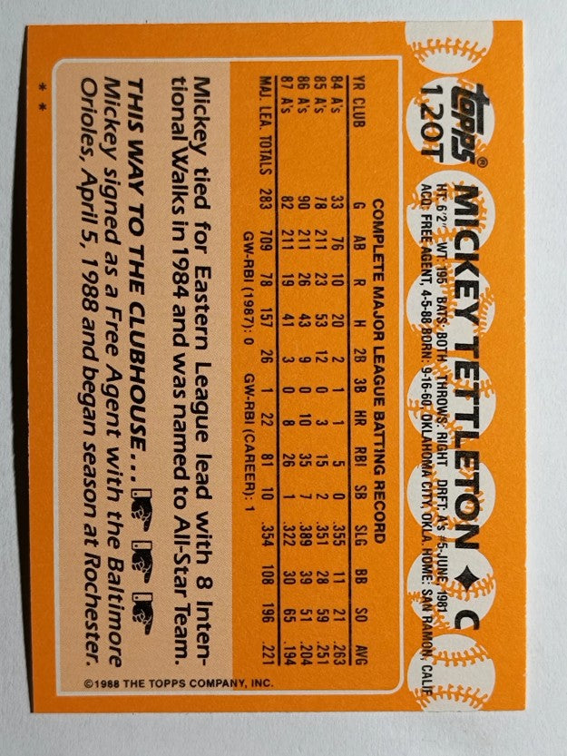 1988 Topps Traded #120T Mickey Tettleton