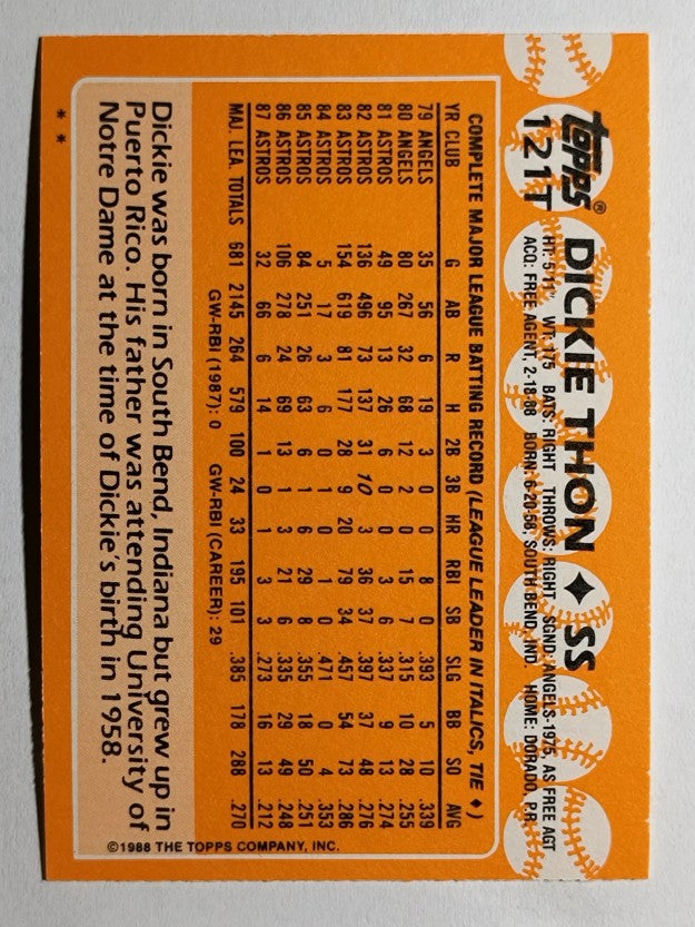 1988 Topps Traded #121T Dickie Thon