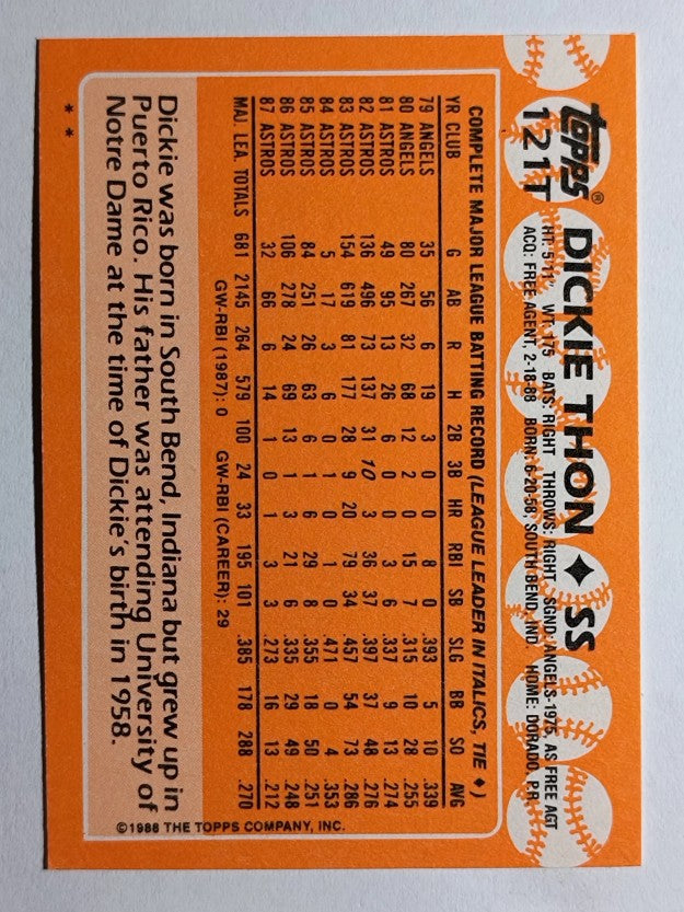 1988 Topps Traded #121T Dickie Thon