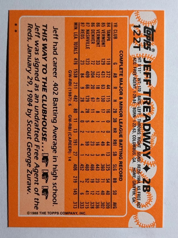 1988 Topps Traded #122T Jeff Treadway XRC