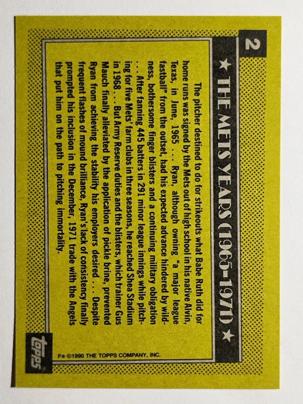 1990 Topps #2 Nolan Ryan Mets