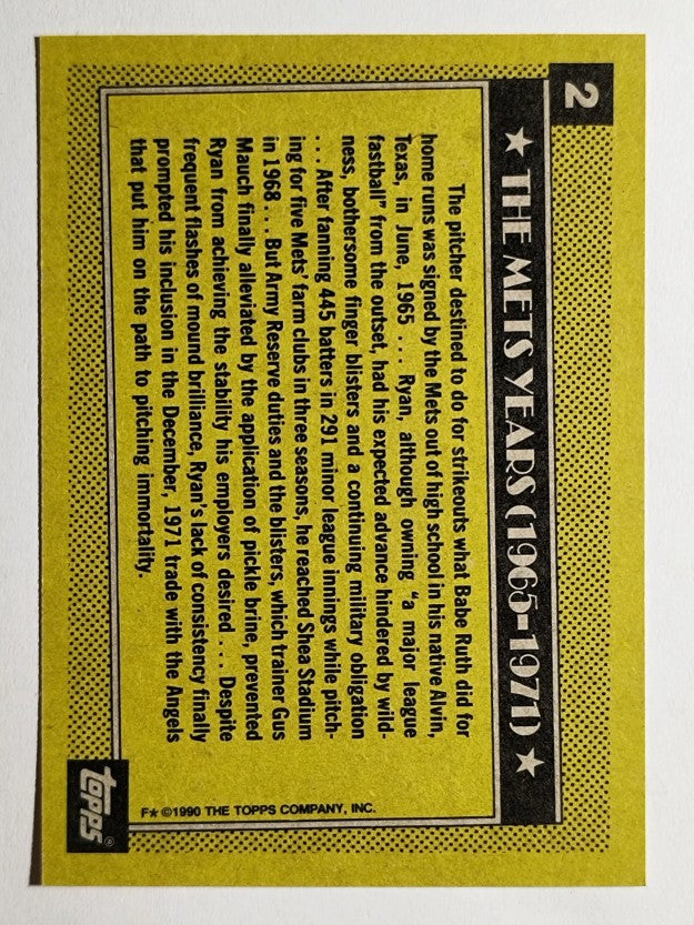 1990 Topps #2 Nolan Ryan Mets