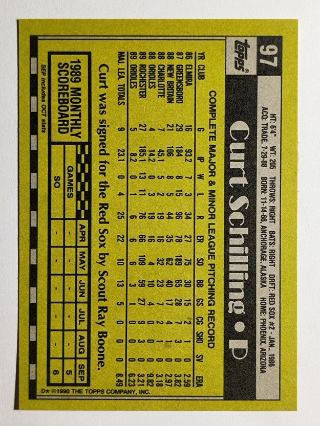1990 Topps #97 Curt Schilling