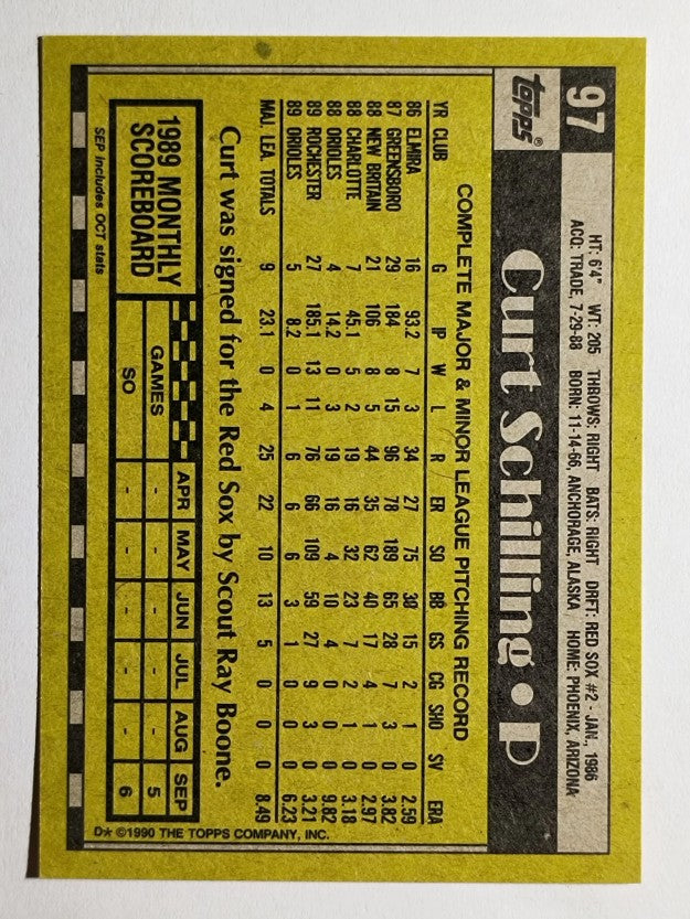 1990 Topps #97 Curt Schilling