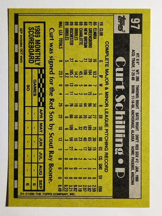 1990 Topps #97 Curt Schilling