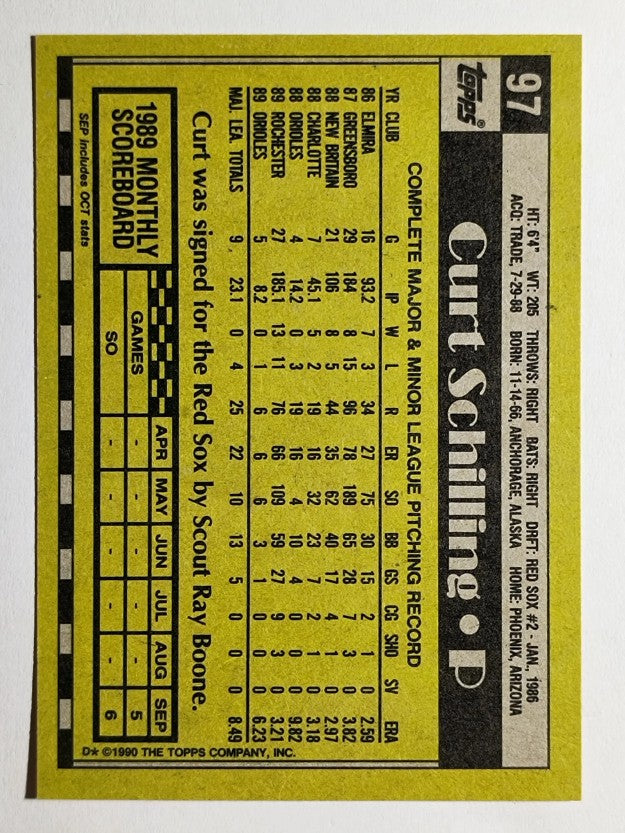 1990 Topps #97 Curt Schilling