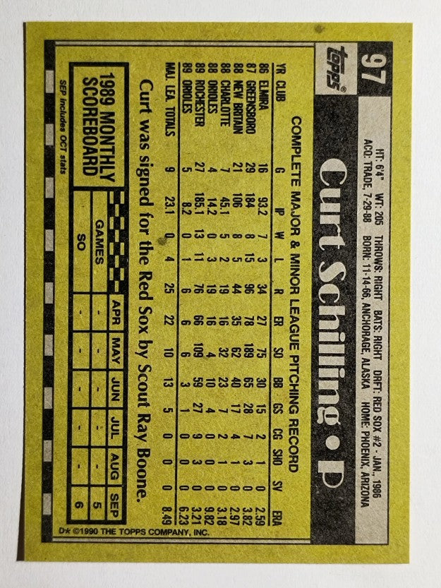1990 Topps #97 Curt Schilling