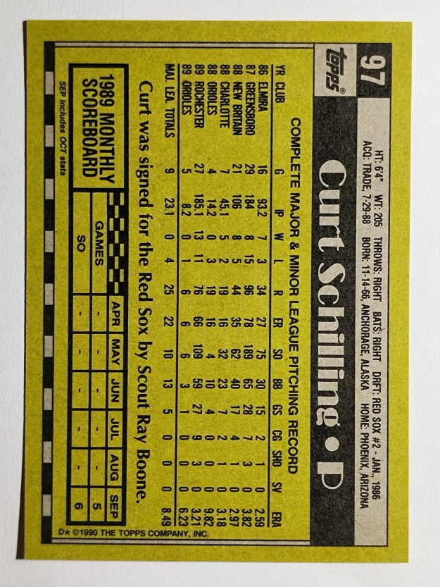 1990 Topps #97 Curt Schilling