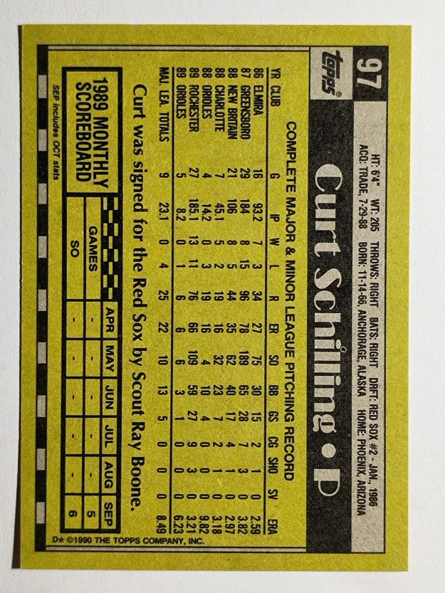 1990 Topps #97 Curt Schilling