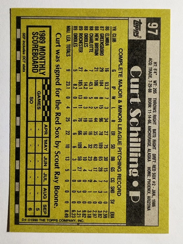 1990 Topps #97 Curt Schilling