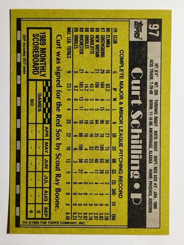 1990 Topps #97 Curt Schilling