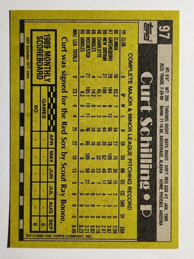 1990 Topps #97 Curt Schilling