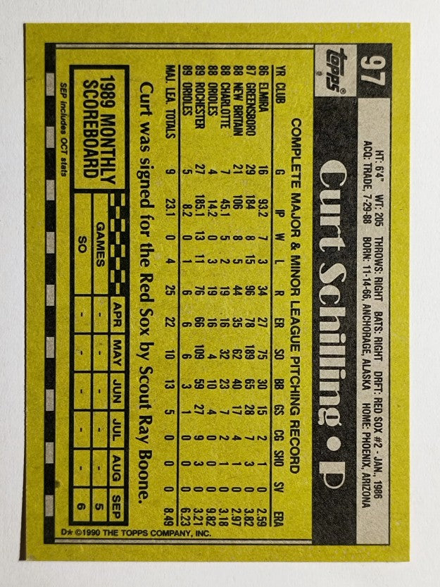 1990 Topps #97 Curt Schilling