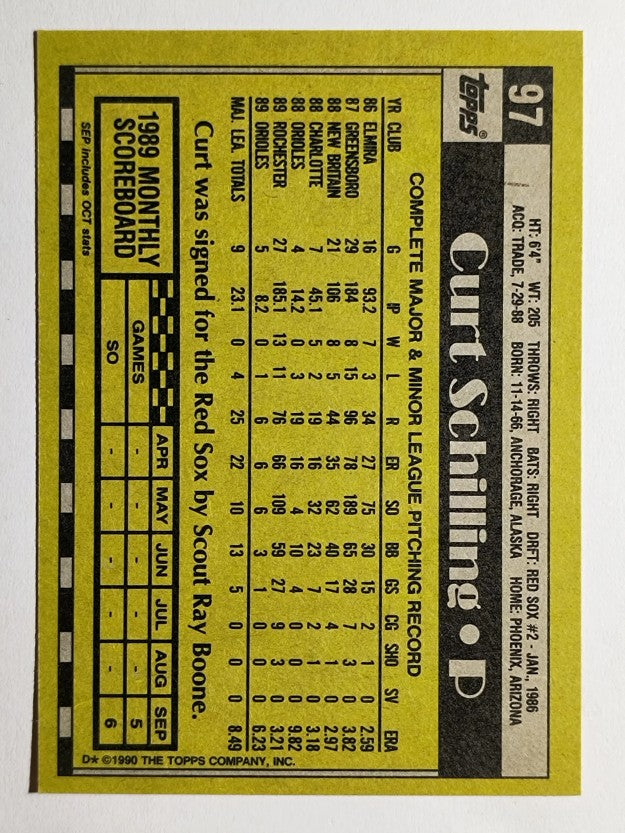 1990 Topps #97 Curt Schilling