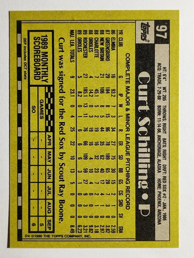 1990 Topps #97 Curt Schilling