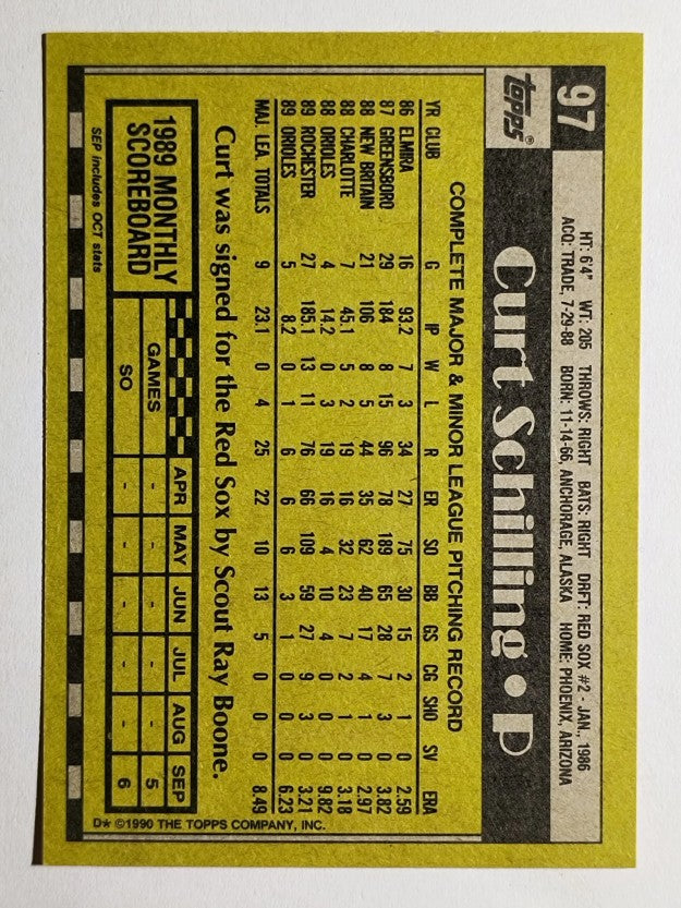 1990 Topps #97 Curt Schilling