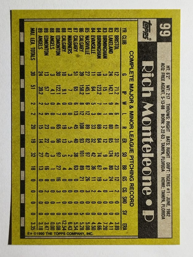 1990 Topps #99 Rich Monteleone