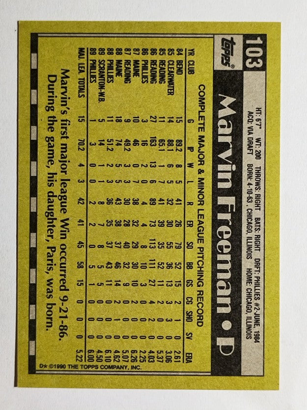 1990 Topps #103 Marvin Freeman