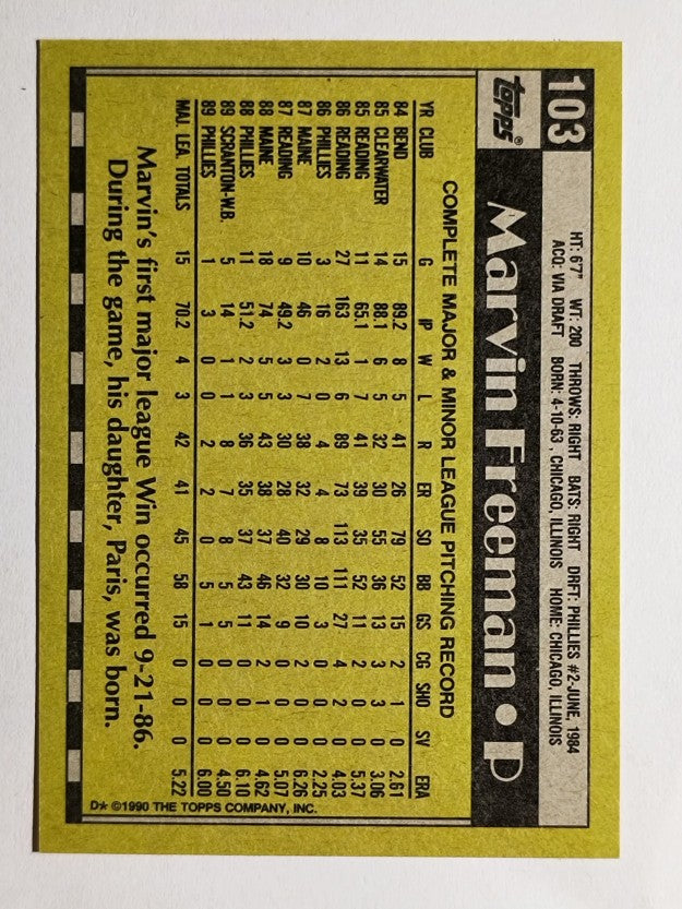 1990 Topps #103 Marvin Freeman