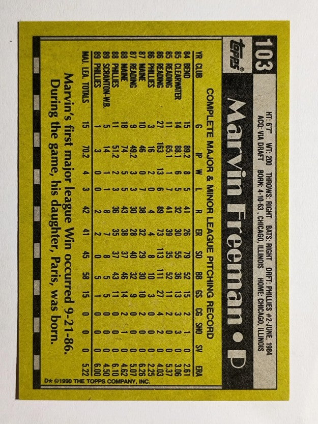 1990 Topps #103 Marvin Freeman