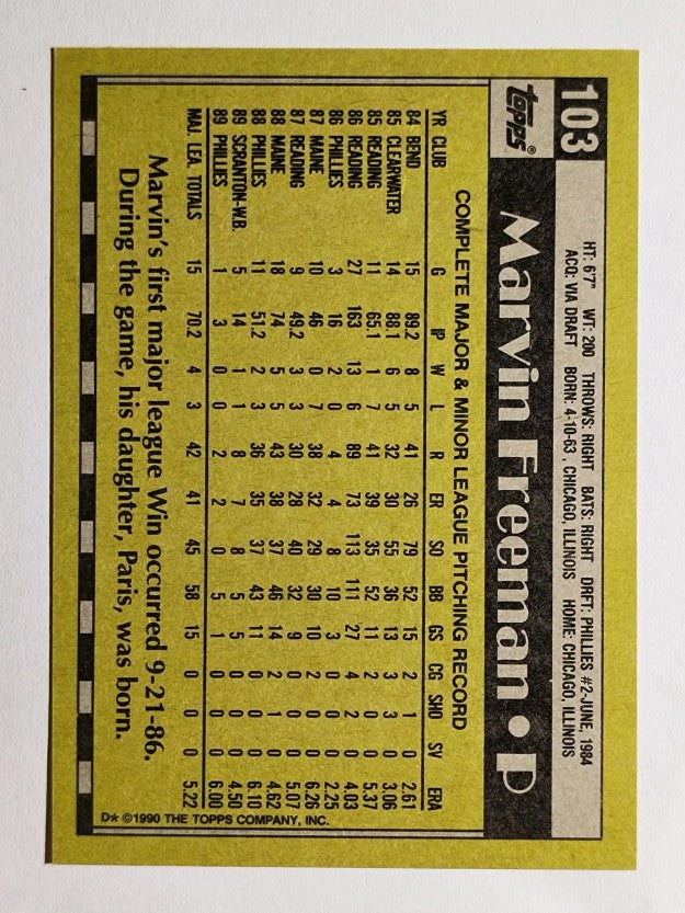 1990 Topps #103 Marvin Freeman