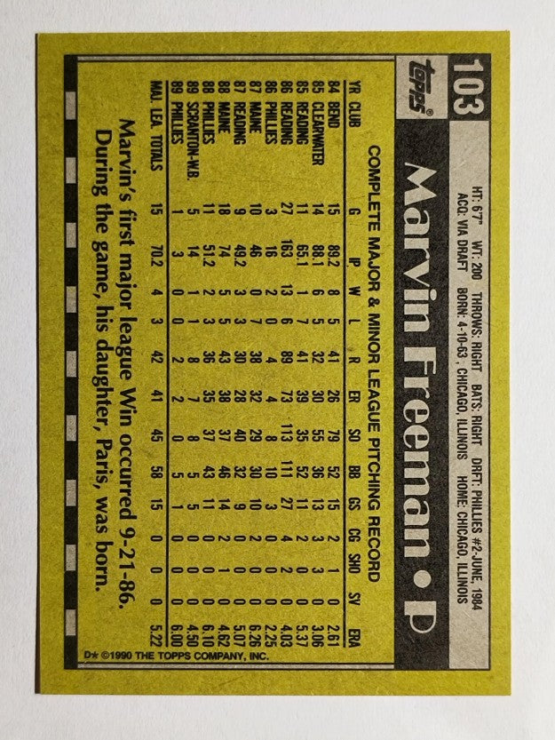 1990 Topps #103 Marvin Freeman