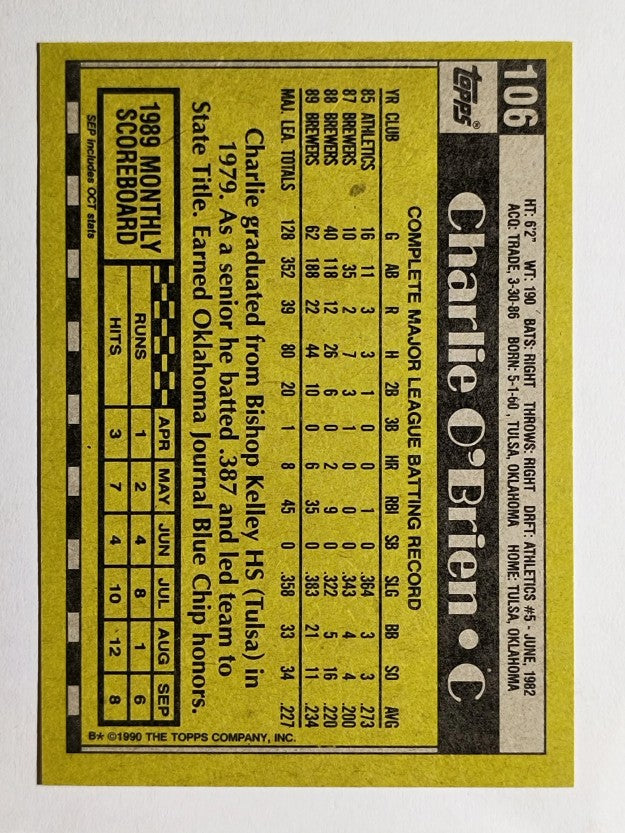1990 Topps #106 Charlie O'Brien