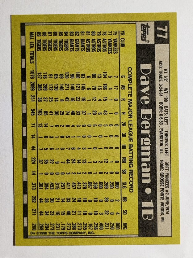 1990 Topps #77 Dave Bergman