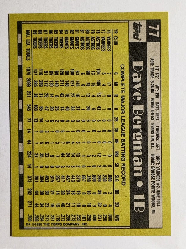 1990 Topps #77 Dave Bergman