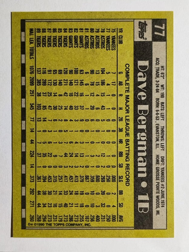 1990 Topps #77 Dave Bergman