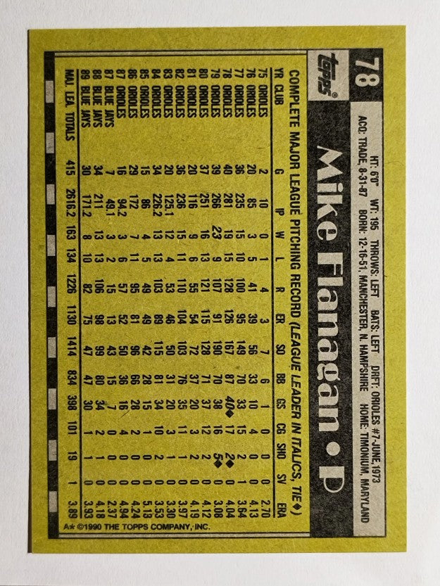 1990 Topps #78 Mike Flanagan