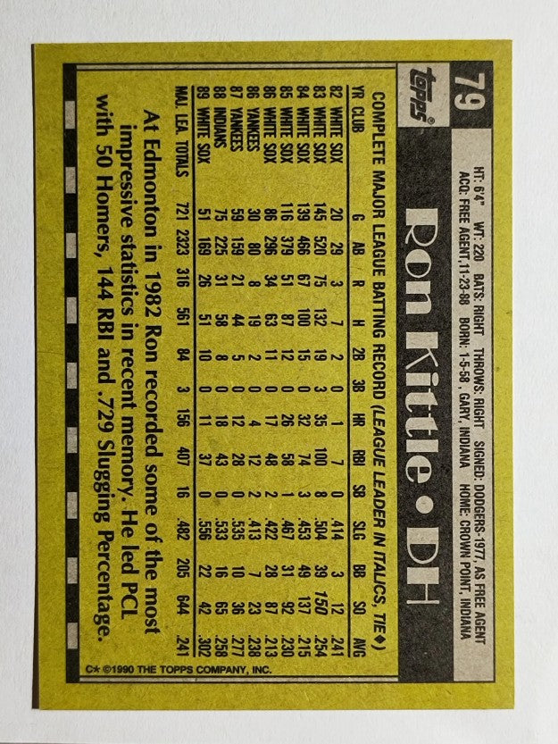 1990 Topps #79 Ron Kittle