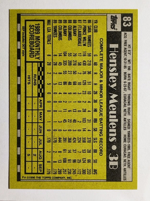 1990 Topps #83 Hensley Meulens