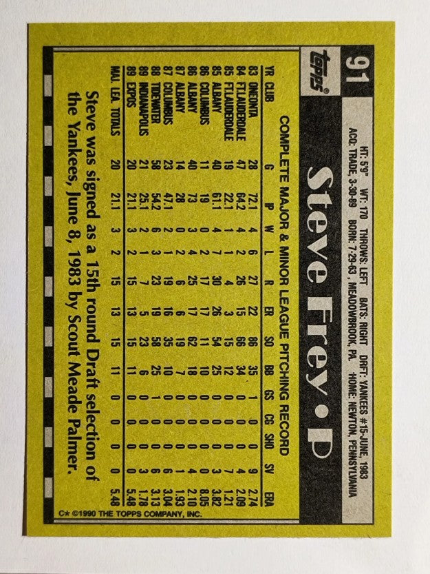 1990 Topps #91 Steve Frey RC