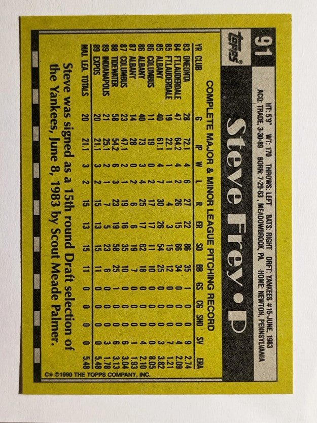 1990 Topps #91 Steve Frey RC