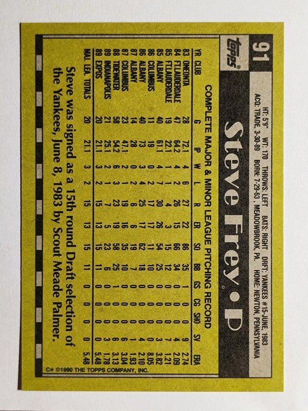 1990 Topps #91 Steve Frey RC