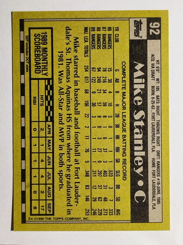 1990 Topps #92 Mike Stanley